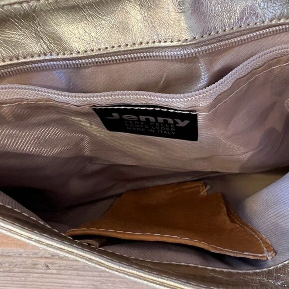 Jenny Vera Pelle Gold Metallic Leather Italian Bag - Picture 7 of 12